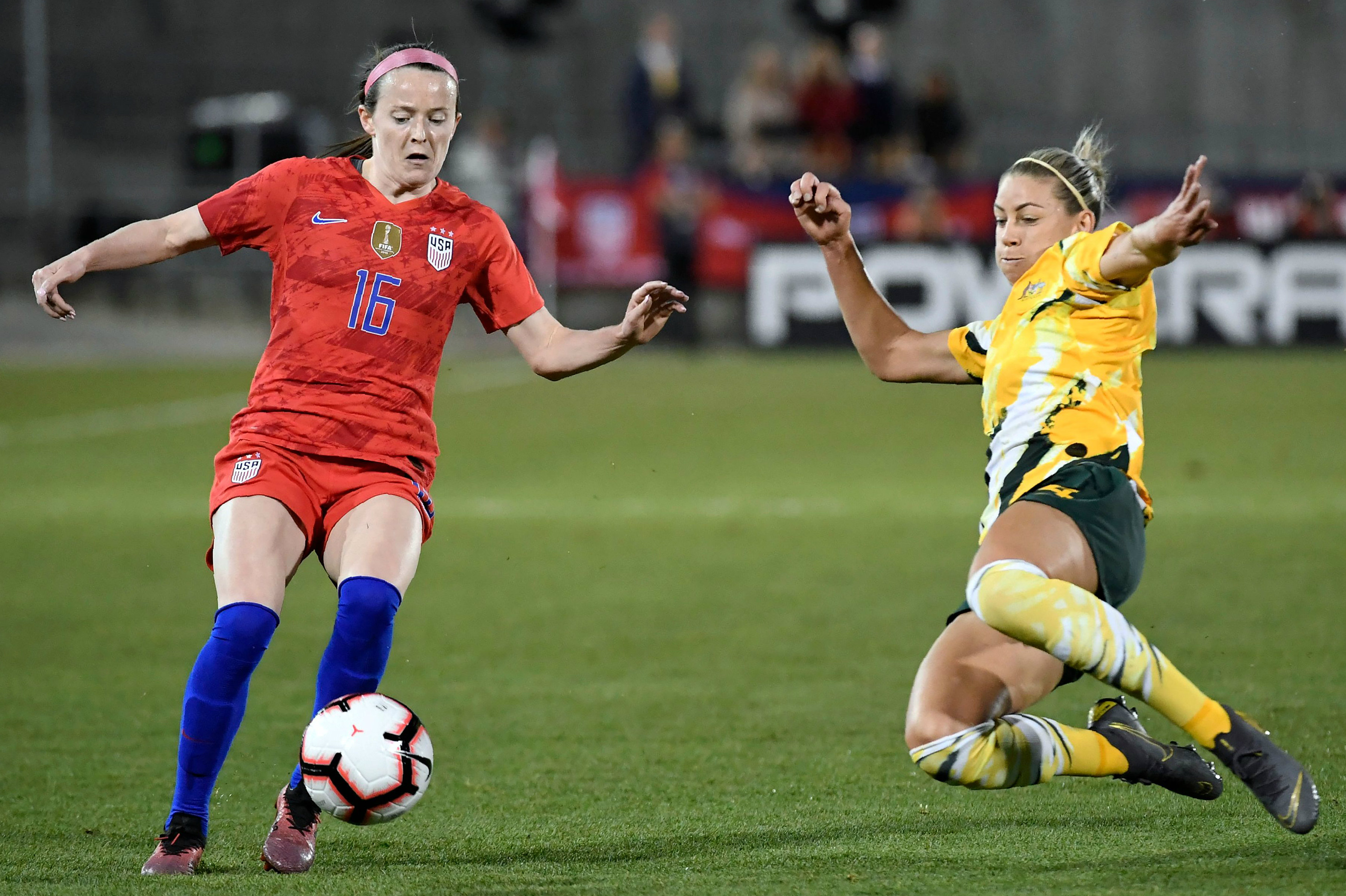 Alanna Kennedy makes a brilliant tackle against the USA on Friday Alanna Kennedy makes a brilliant tackle against the USA on Friday