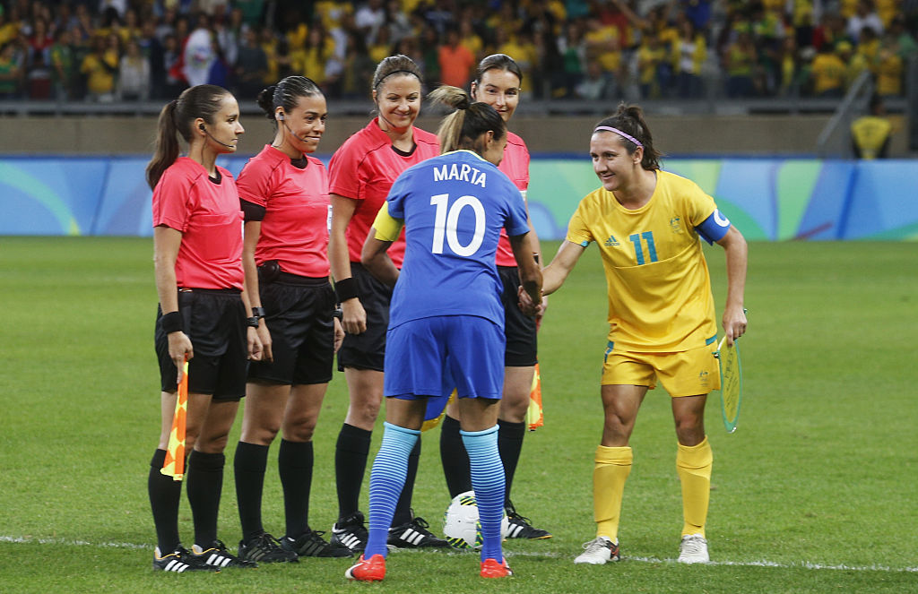 Matildas captain Lisa De Vanna shakes hands with Brazil's Marta at the Rio 2016 Olympic Games Matildas captain Lisa De Vanna shakes hands with Brazil's Marta at the Rio 2016 Olympic Games