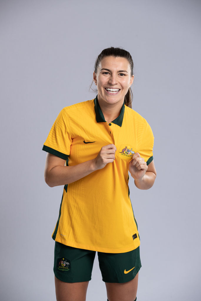 Steph Catley poses during an Australia Matildas headshots session at Intercontinental Double Bay on November 24, 2021 in Sydney, Australia. (Photo by Matt King/Getty Images for Football Australia) Steph Catley poses during an Australia Matildas headshots session at Intercontinental Double Bay on November 24, 2021 in Sydney, Australia. (Photo by Matt King/Getty Images for Football Australia)