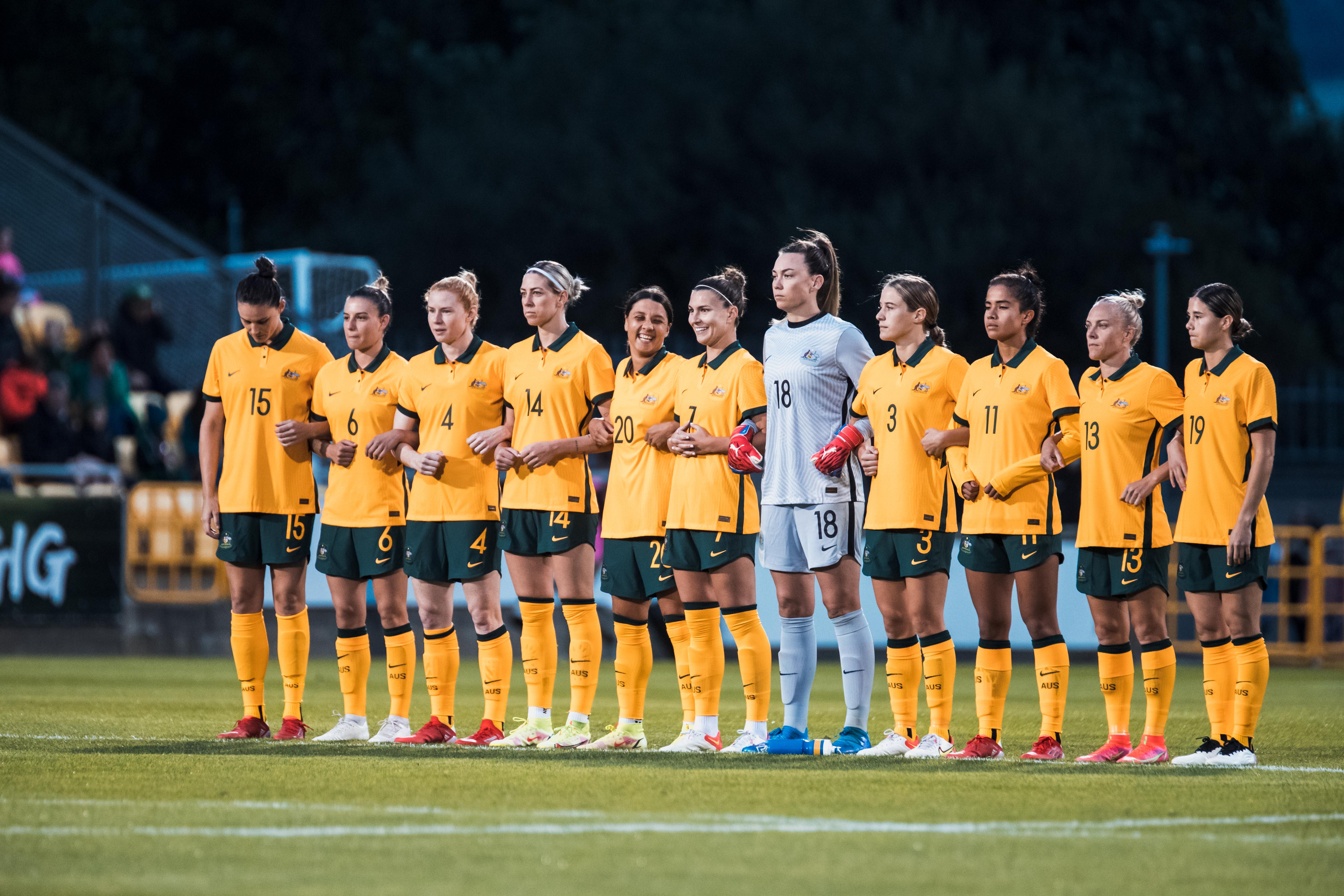 The CommBank Matildas before their game against the Republic of Ireland. The CommBank Matildas before their game against the Republic of Ireland.