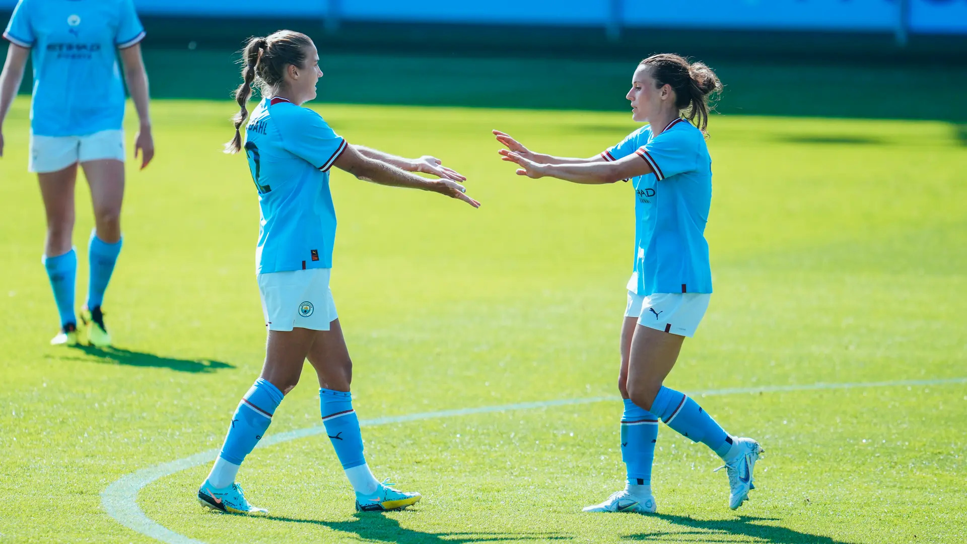 Hayley Raso celebrating a goal in Manchester City's 3-1 pre-season win over Brighton. (Photo: Manchester City) Hayley Raso celebrating a goal in Manchester City's 3-1 pre-season win over Brighton. (Photo: Manchester City)