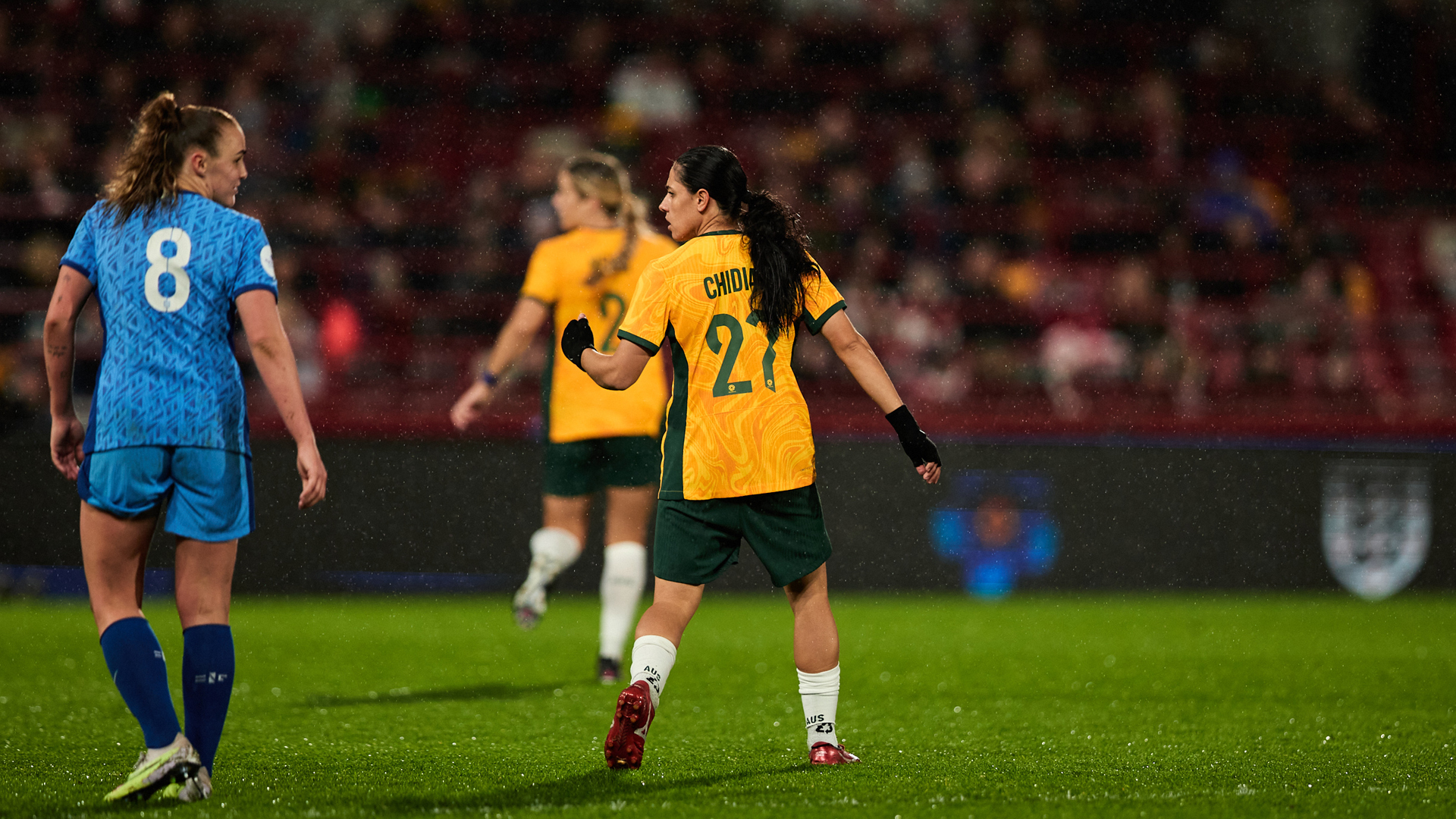 Alex Chidiac during Australia's game against England in London. (Photo: Rachel Bach/By The White Line)