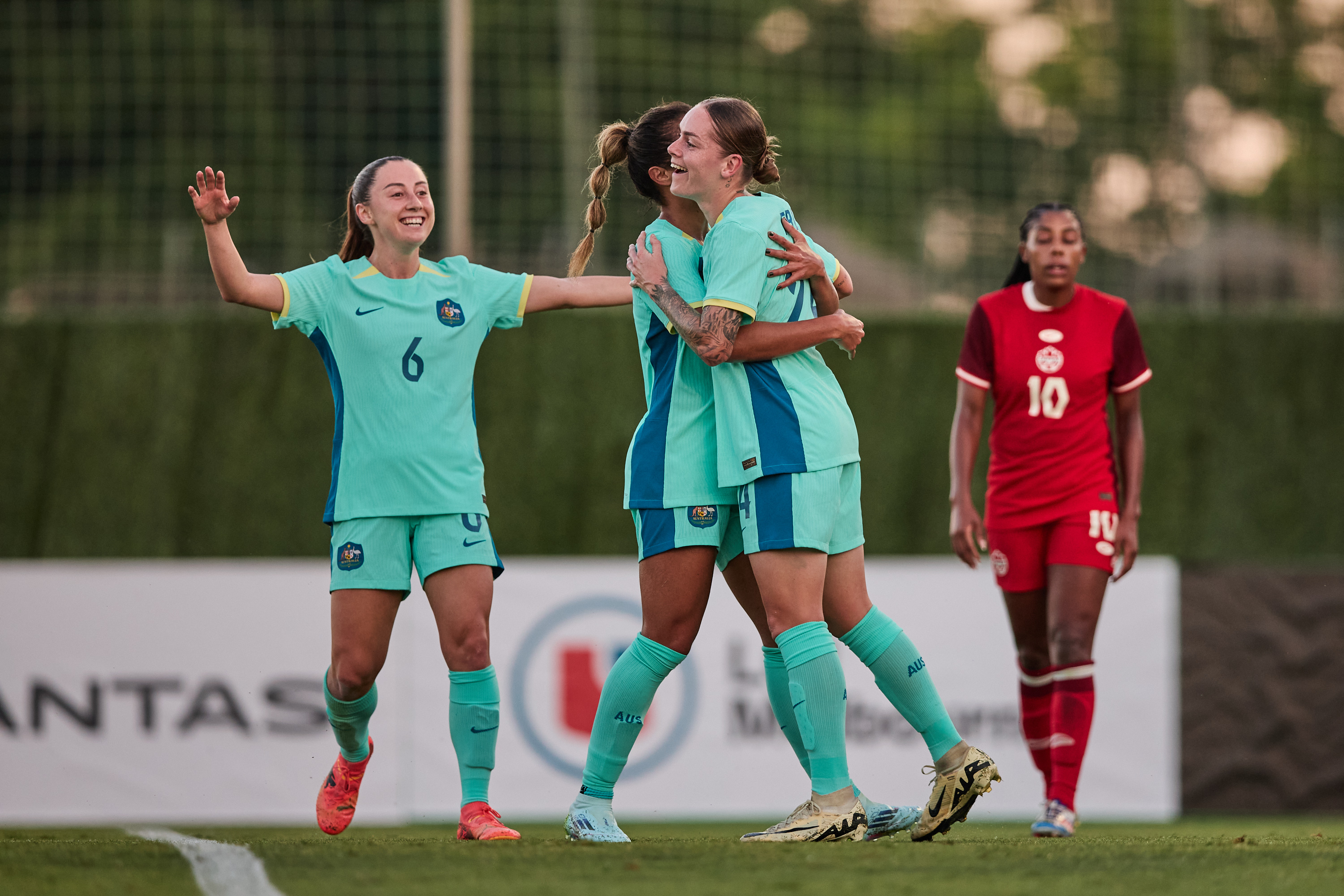 Sharn Freier scores against Canada in the CommBank Matildas B International match in Marbella - Rachel Bach