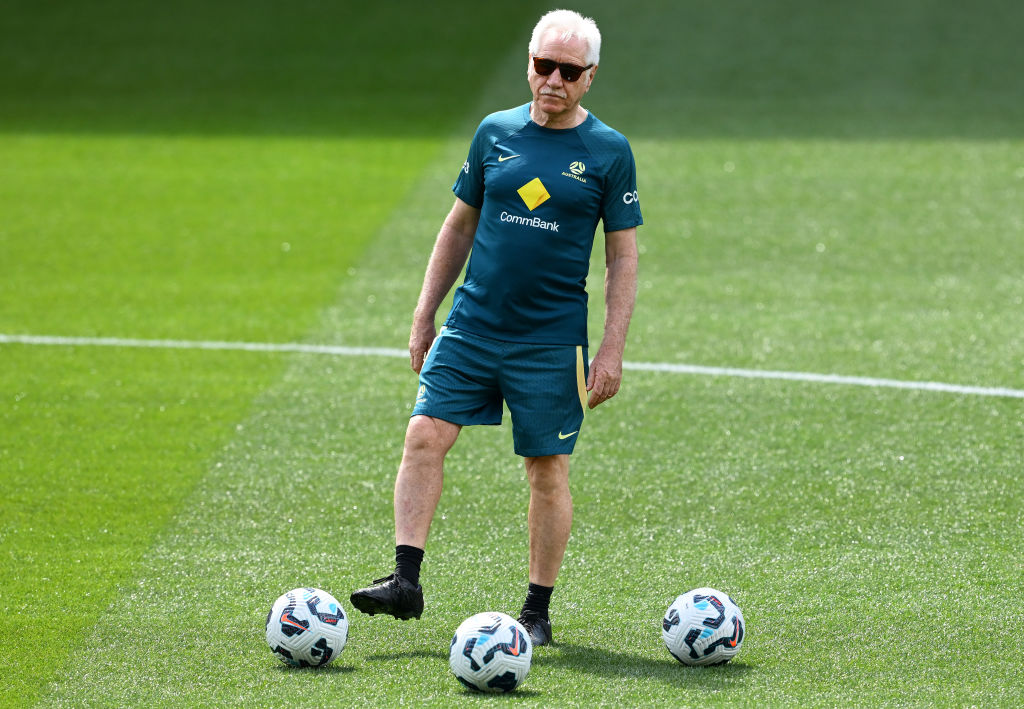 MELBOURNE, AUSTRALIA - DECEMBER 03: Matildas Interim Head Coach, Tom Sermanni looks on during a Matildas training session at AAMI Park on December 03, 2024 in Melbourne, Australia. (Photo by Quinn Rooney/Getty Images)