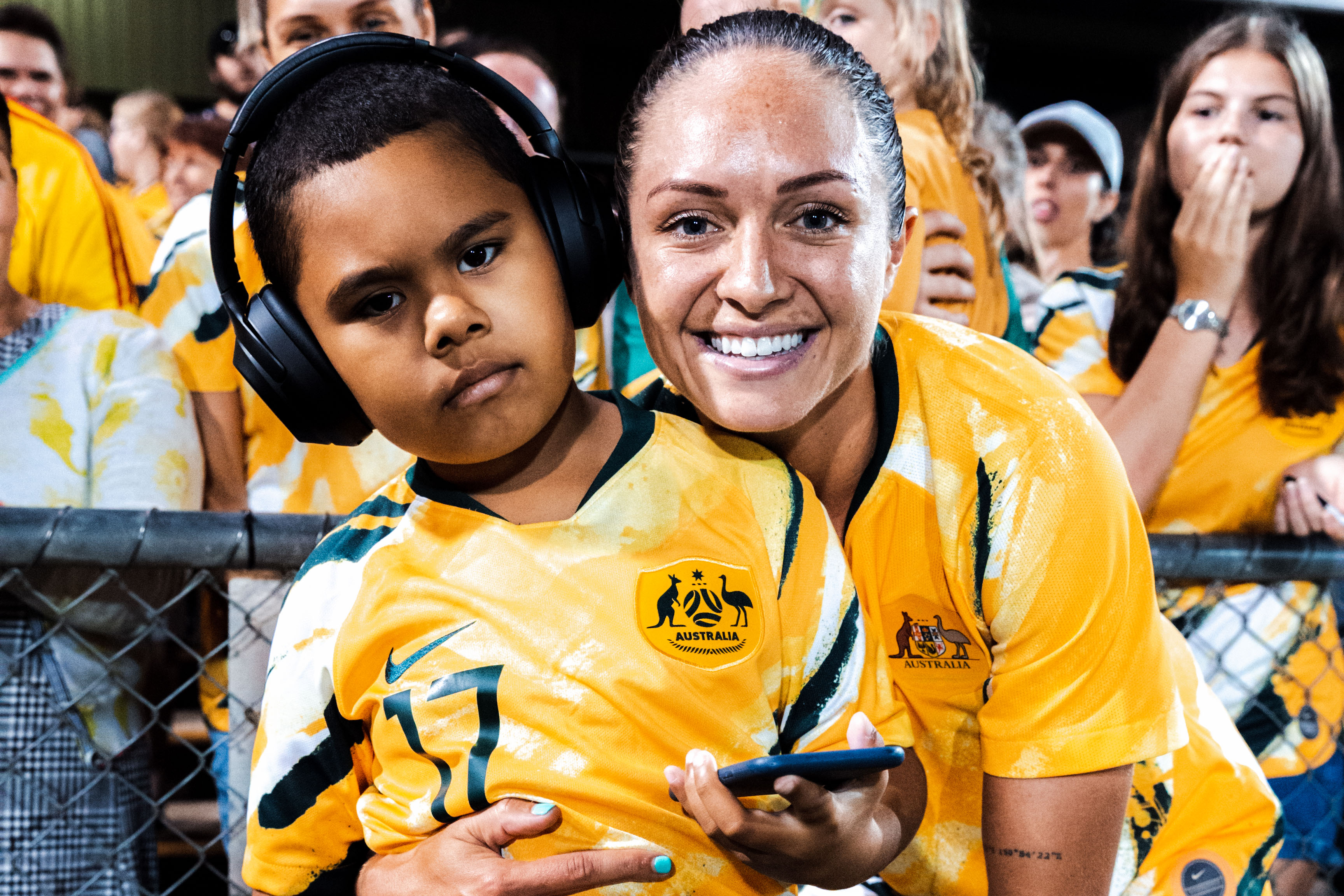 Westfield Matildas star Kyah Simon with her nephew Trey