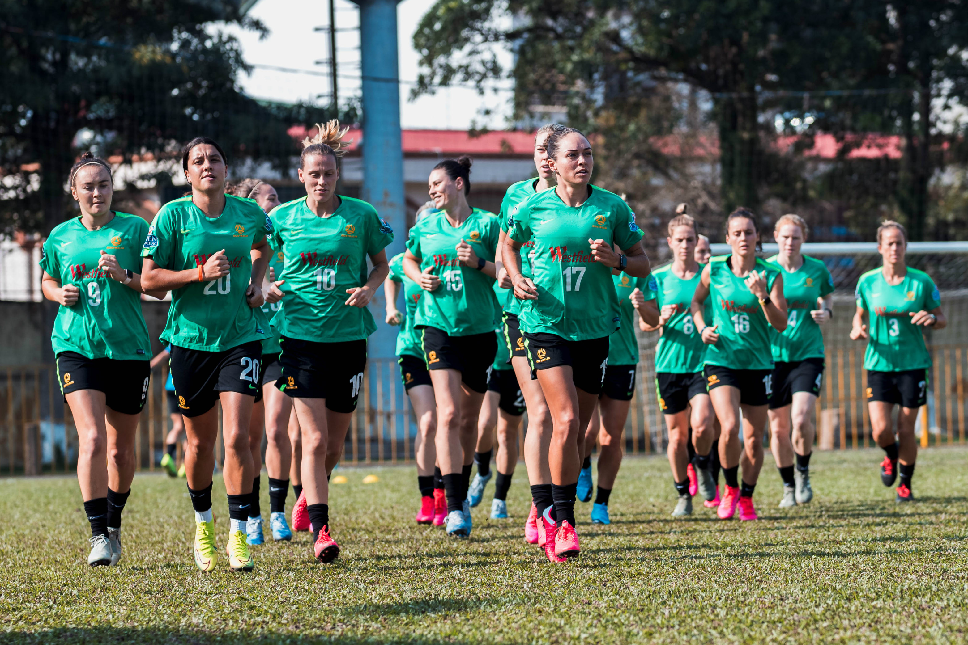 Westfield Matildas train in Vietnam ahead of Wednesday's match