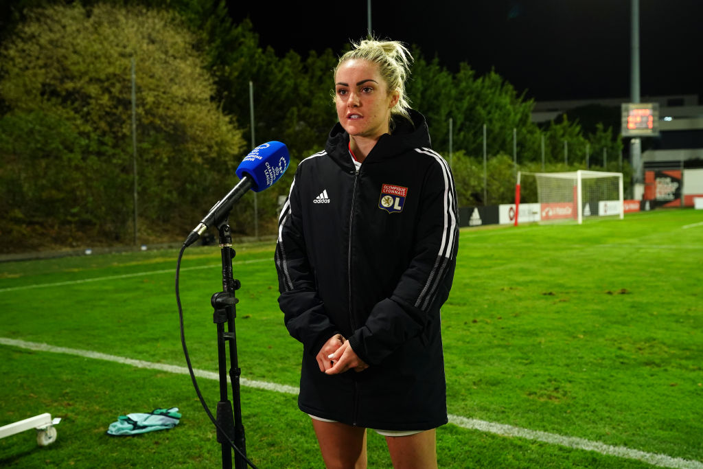 Ellie Carpenter of Olympique Lyon is interviewed after the UEFA Women's Champions League group D match between SL Benfica and Olympique Lyon at Benfica (Photo: GettyImages)