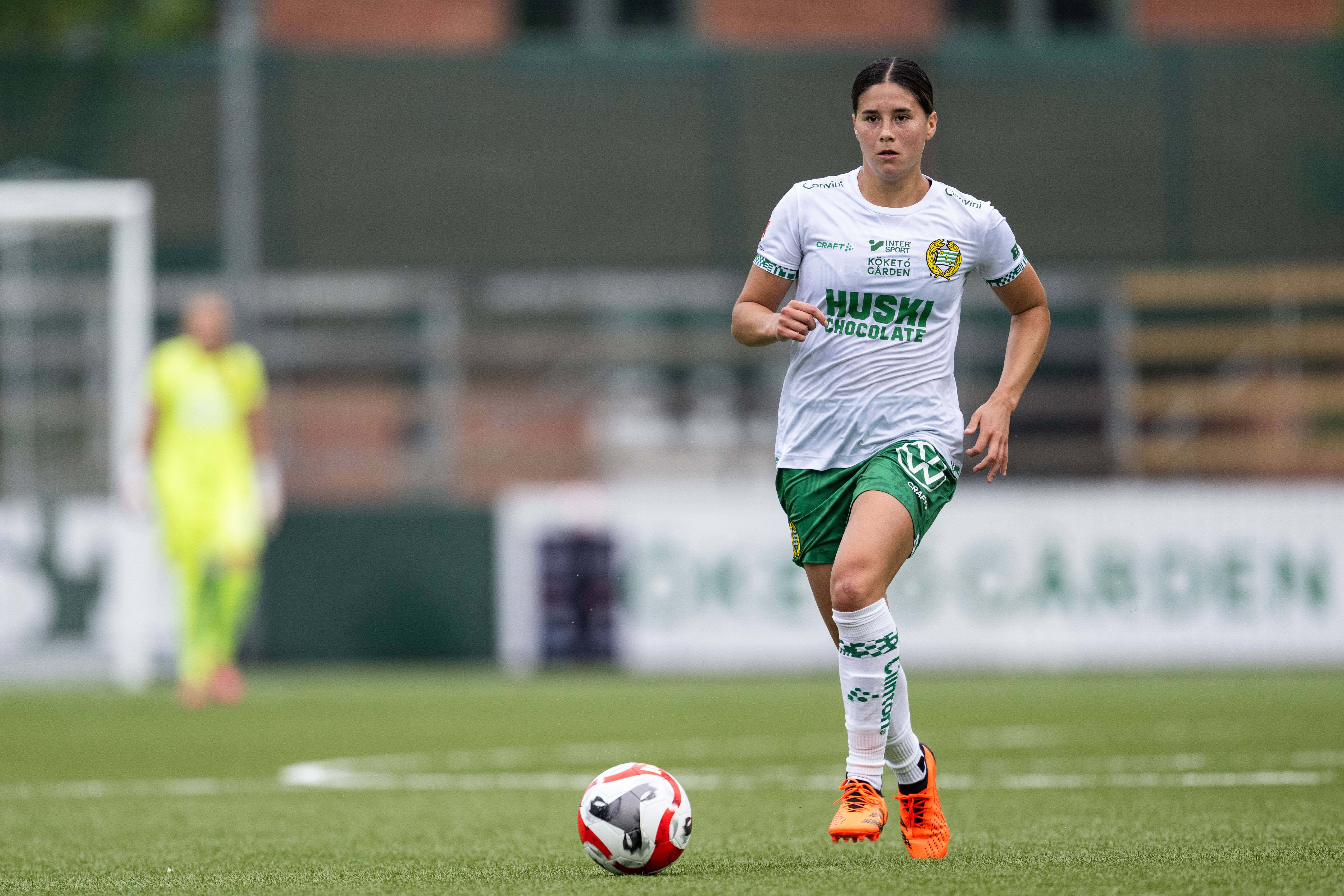 Hammarbys Kyra Cooney Cross under Damallsvenskan fotballkamp mellom Hammarby og Örebro 19. juni 2023 i Stockholm.