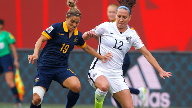 Katrina Gorry in action against the USA at the 2015 FIFA World Cup.
