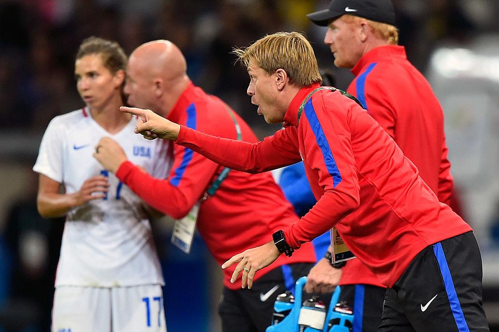 Gustavsson on the sideline with the USWNT