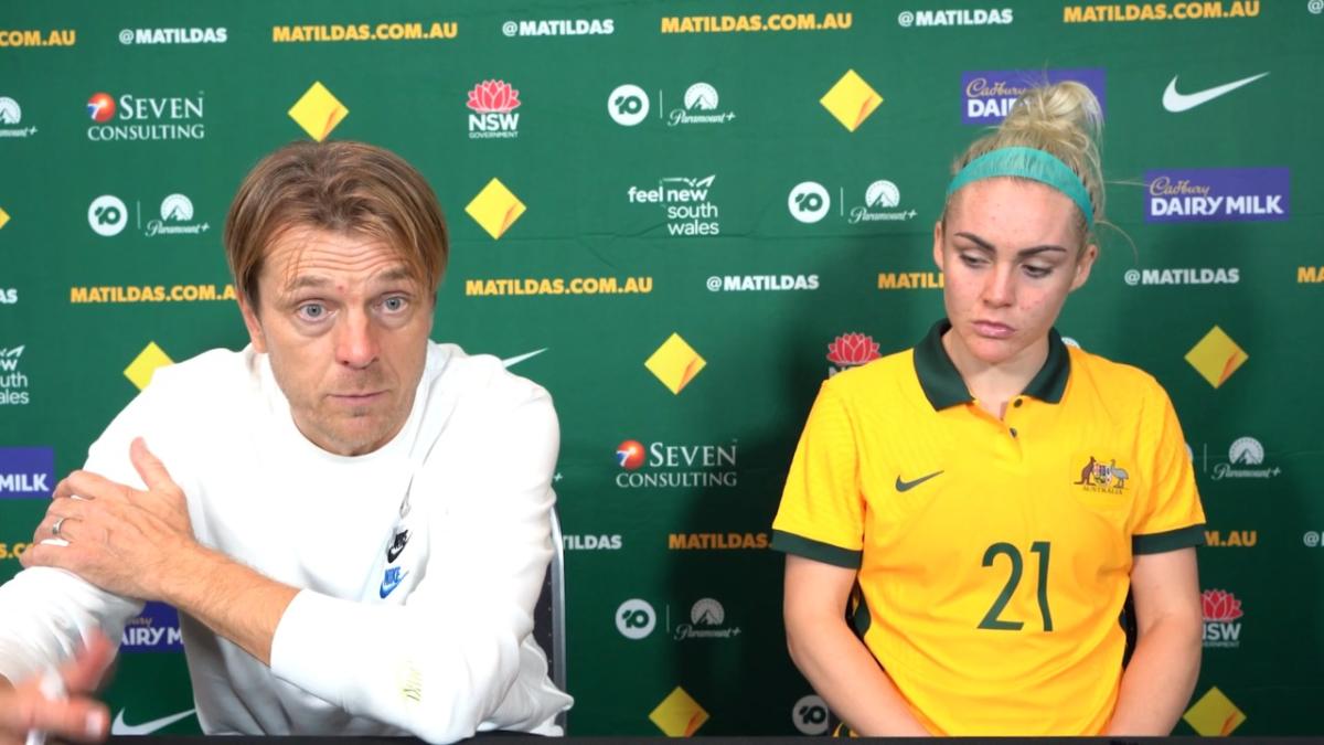 Tony Gustavsson & Ellie Carpenter | Press Conference | CommBank Matildas v USA