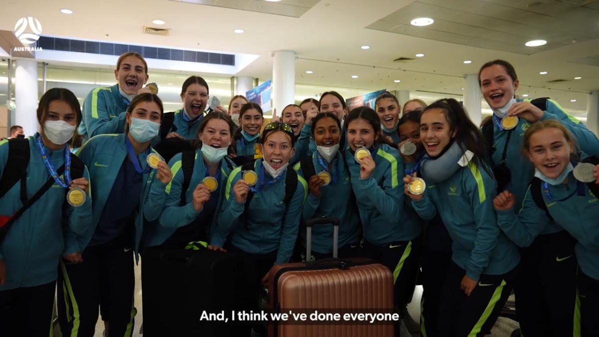 Champion CommBank Junior Matildas and AFF U18 trophy welcomed home