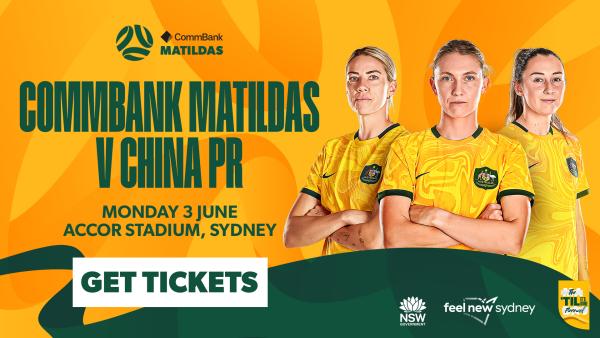 Tickets on sale to general public for our clash against China PR at Accor Stadium
