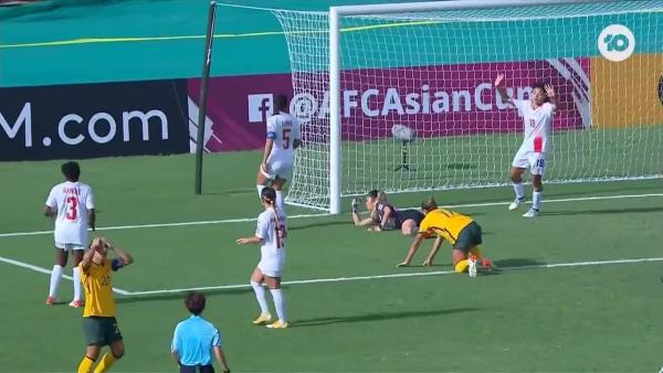 CHANCE: Polkinghorne - Best chance of the half for the Matildas