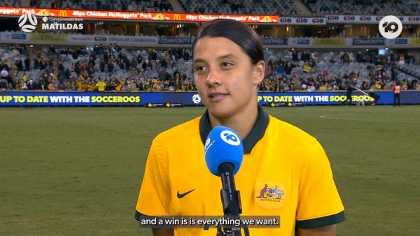 Sam Kerr: A win is everything we want | Interview | CommBank Matildas v New Zealand