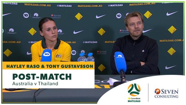 Tony Gustavsson & Hayley Raso | Post-Match Press Conference | AUS v THA