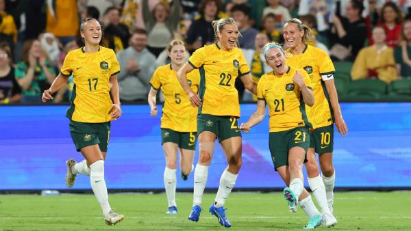 GOAL: Ellie Carpenter opens the scoring for the Matildas